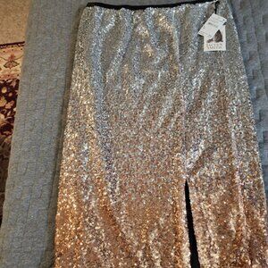 Midi Sequined Skirt - Silver to Peach Ombre